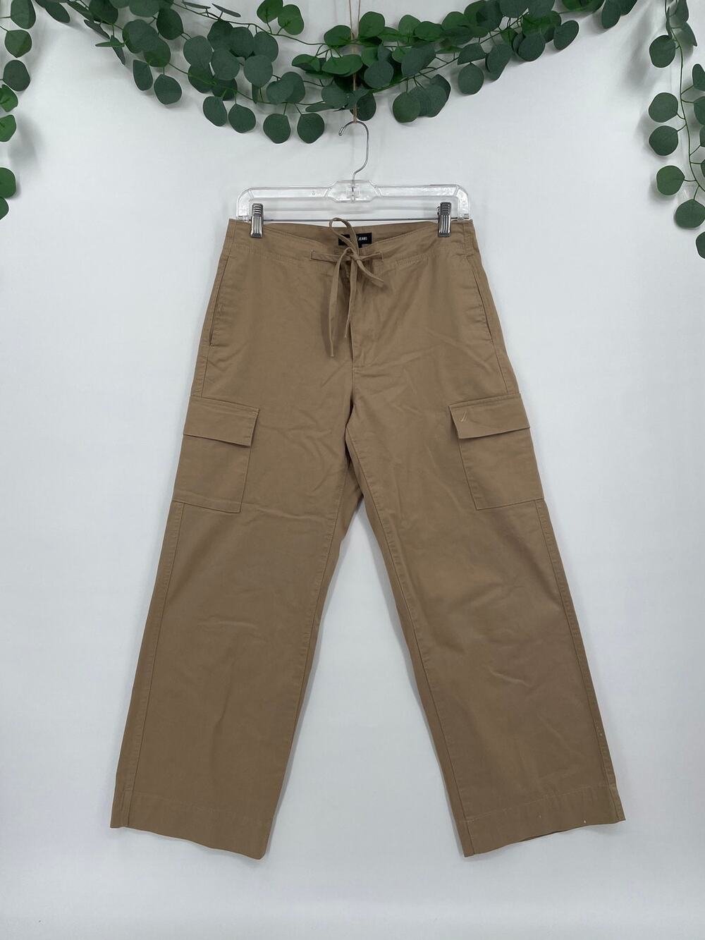 NWOT Nautica Woman Wide Leg Cargo Khaki Pull On Zipper Draw String Pant